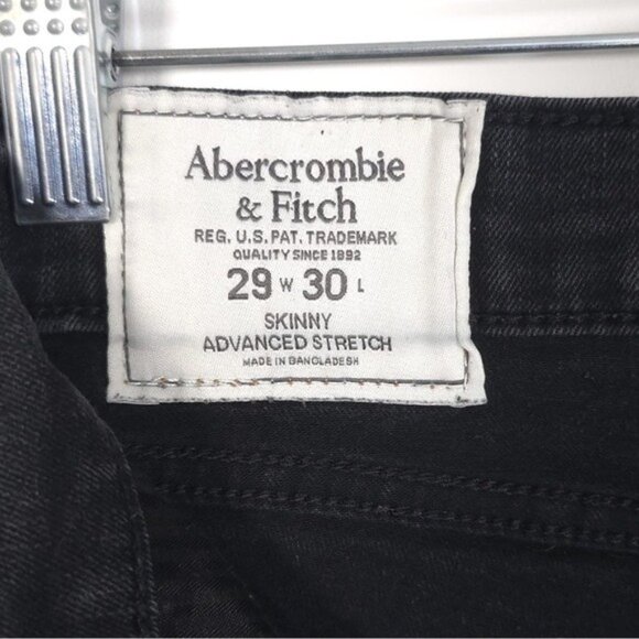 Abercrombie & Fitch Men’s Skinny Advanced Stretch Jeans Distressed Black 29x30 - Picture 3 of 14